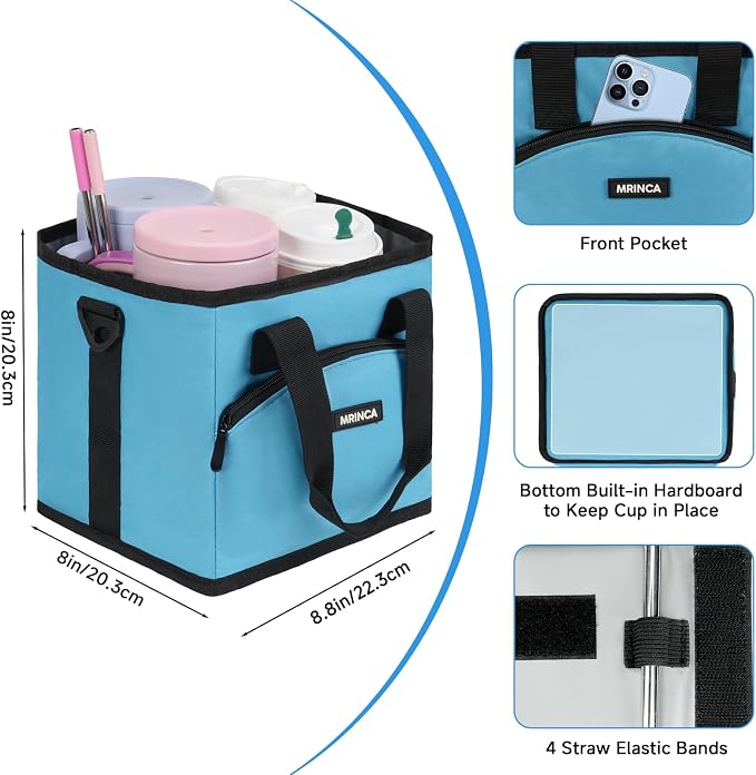 Reusable Drink Carrier with Handle – Insulated, Collapsible 4-Cup Beverage Bag - Image 3