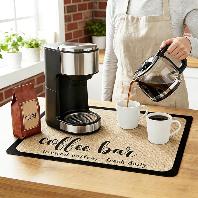 19" x 12" Absorbent Coffee Mat, Hide Stain Dish Drying Mat - Image 2
