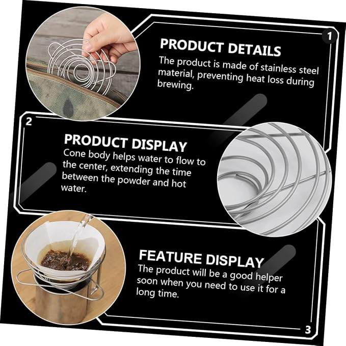 VOSAREA 1Pc Stainless Dripper Funnel Reusable Filter - Image 3