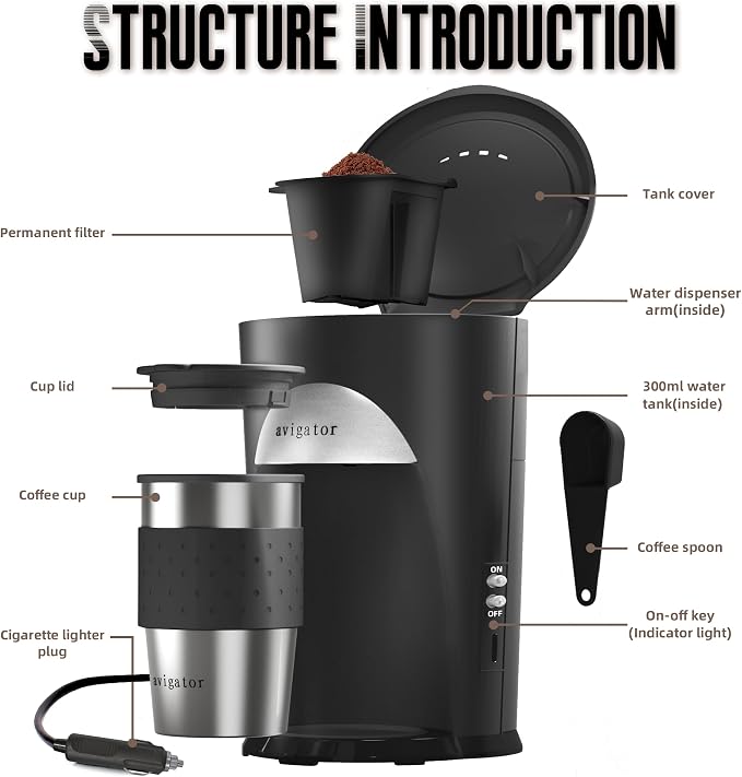 Portable Coffee Maker for Travel Camping Car, Compact Drip Coffee Machine - Image 8