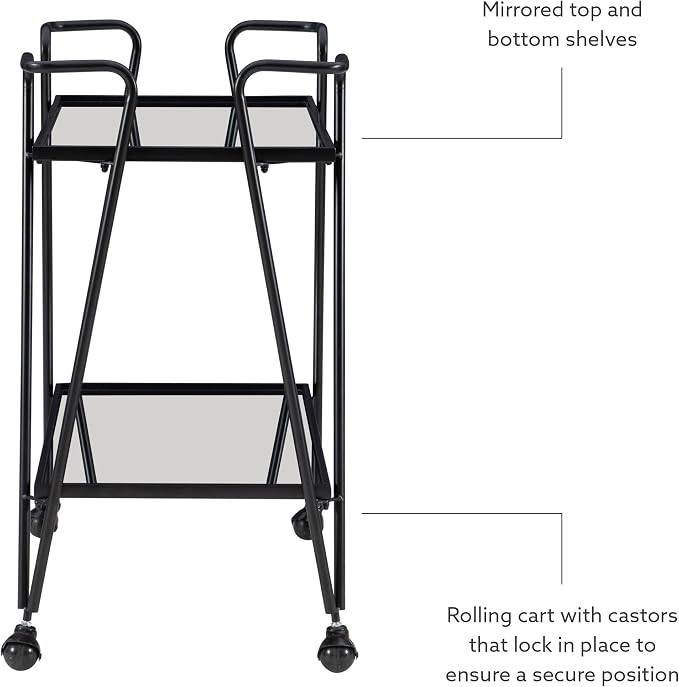 Linon Gina Black Mid Century Bar Cart - Image 8