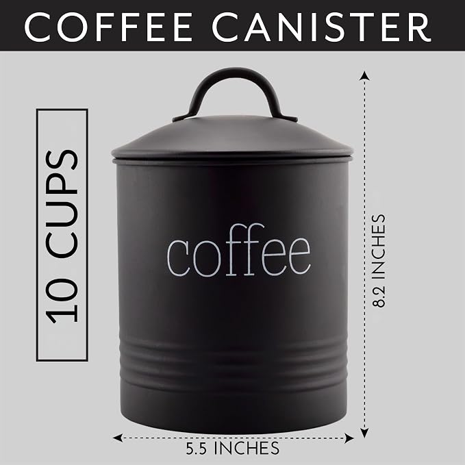 AuldHome Design Enamelware Black Coffee Canister; Modern Farmhouse Style Coffee - Image 6