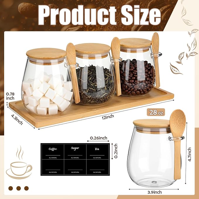 Suclain 3 Pcs Glass Coffee Container - Image 2