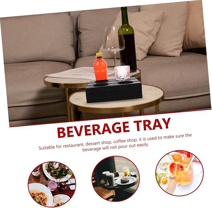 LIFKOME 4-Cup Drink Carrier Tray Thickened Black Beverage Holder - Image 6