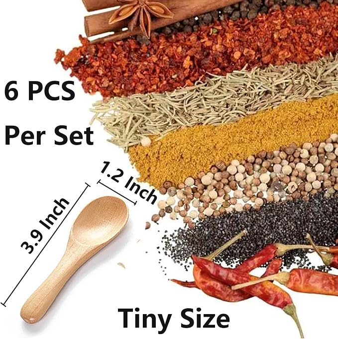 Asanta 6 PCS Small Wooden Spoons, 3.9 Inch Tiny Spoons - Image 2