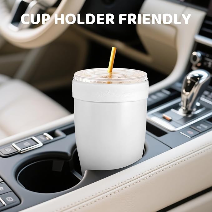Universal Iced Coffee Sleeve, 32oz Double Wall Stainless Steel Insulator Fits - Image 6