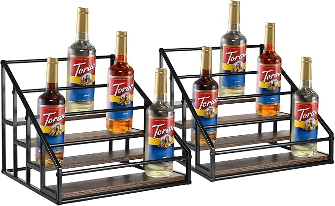 YQBRAO Coffee Syrup Rack Organizer, Liquor Bottle Display Shelf, Water cup by Unknown