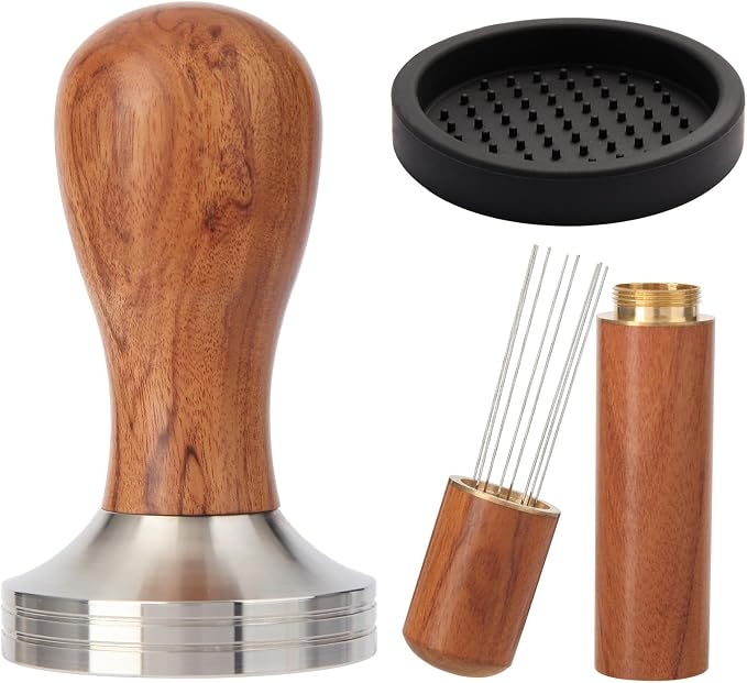 53mm Espresso Tamper Kit, Hard Wood Espresso Tamper Tool & Powder Press Pad & by Abeskch