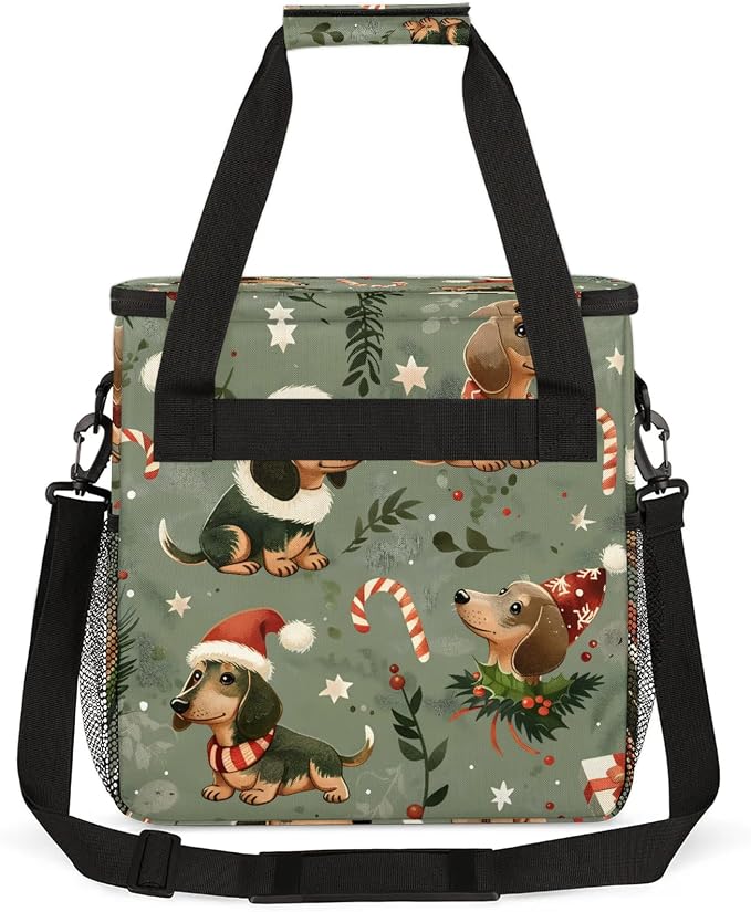 Cute Christmas Dogs Coffee Maker Carring Bag, Large Insulated Storage Organizer - Image 5