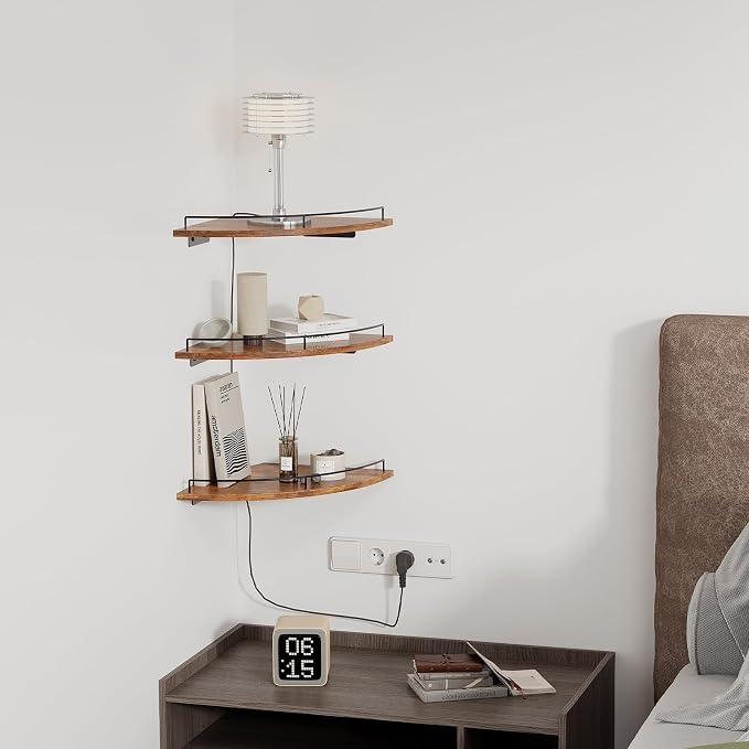 JJL Corner Shelf Wall Mounted, 12 Inches 3-Tier Floating Corner Shelf, - Image 4