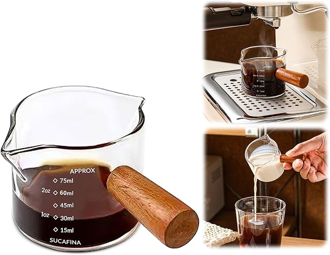 Espresso Cups with Handle 100ml Expresso Shots Glass Cup with Spout and Scale by Unknown