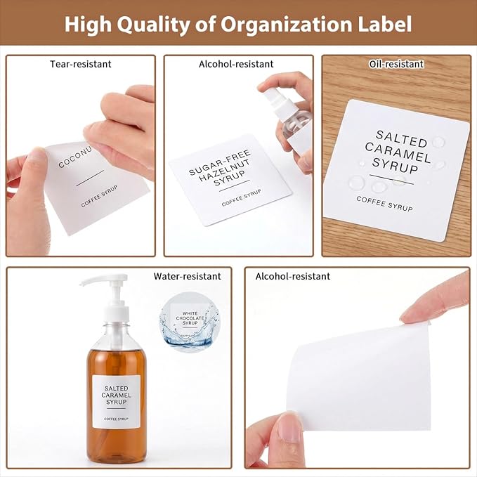 72 PCS Coffee Syrup Labels | Preprinted Waterproof Vinyl Syrup Labels - Image 5