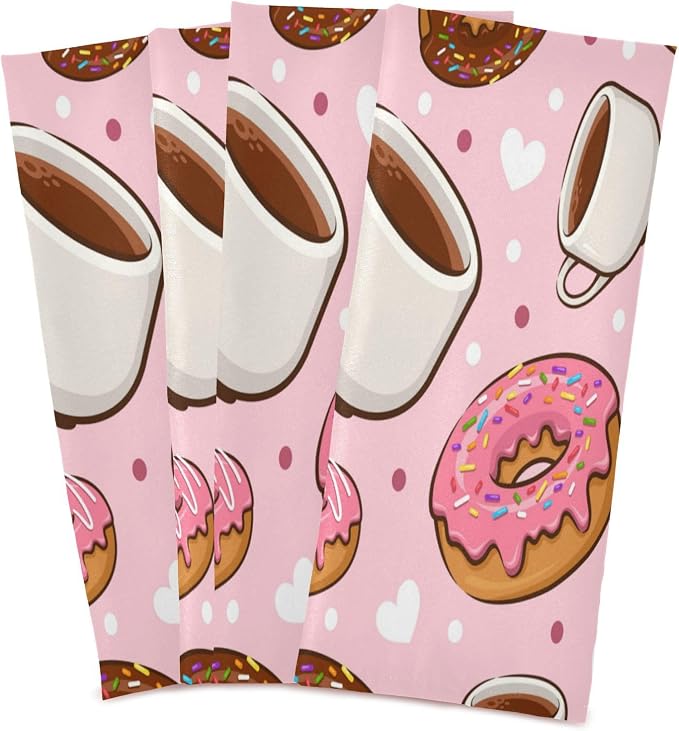 YETTASBIN Donut Coffee Kitchen Dish Towel 4 Pack, Soft Absorbent Dishcloths - Image 2