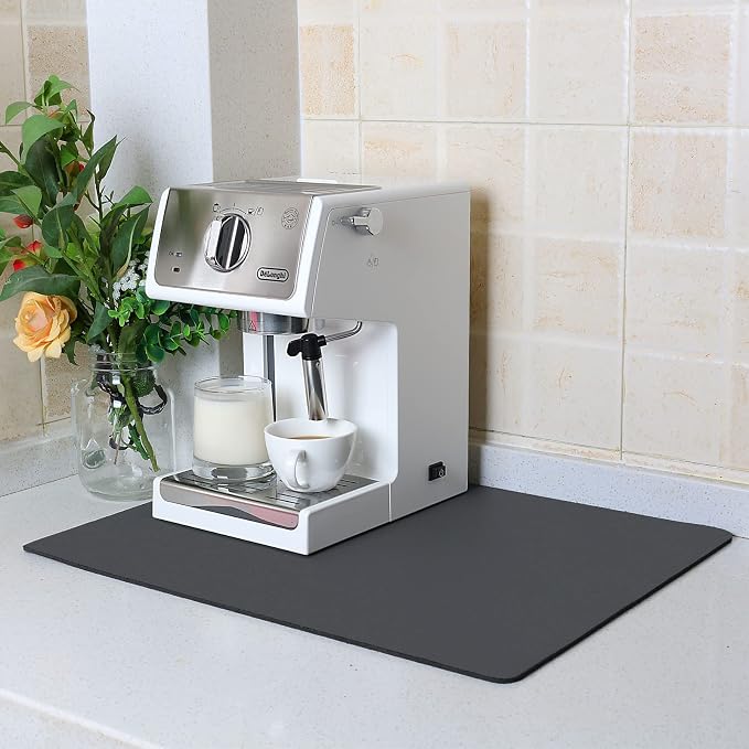 ZLR Coffee Bar Mat for Keurig & Nespresso, Dark Gray | Absorbent Dish Drying Mat by ZLR