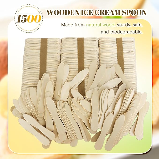 1500 Pcs Small Wooden Spoons, Mini Disposable Ice Cream Tasting Spoons - Image 3