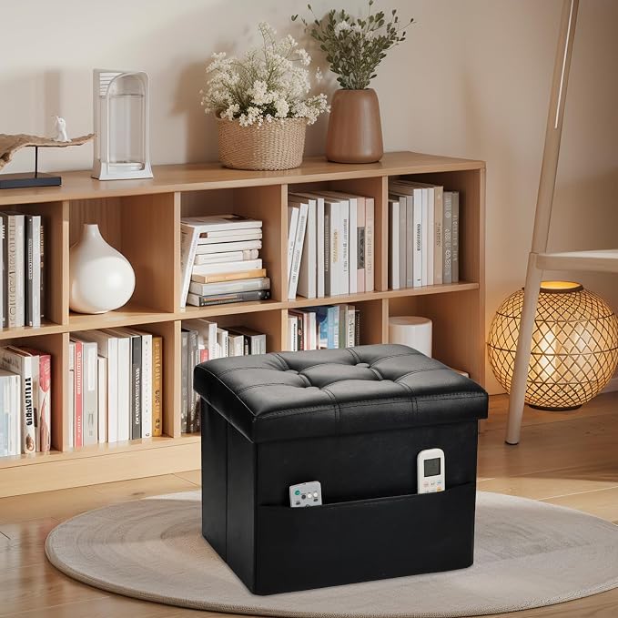 Bsketa Storage Ottoman Foot Rest Stool, Small Leather Storage Ottomans Bench - Image 7