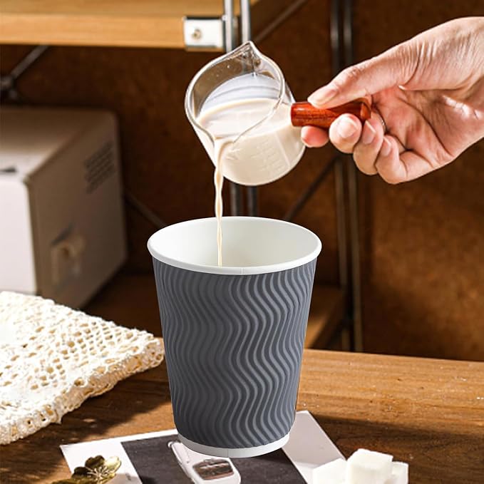 Clawsoff Coffee Cups 12 oz 50 Pack, Corrugated Insulated Ripple Wall Disposable - Image 5