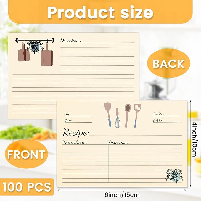 100 Pcs Recipe Cards 4x6, Double Sided Blank Cardstock Cards - Image 2