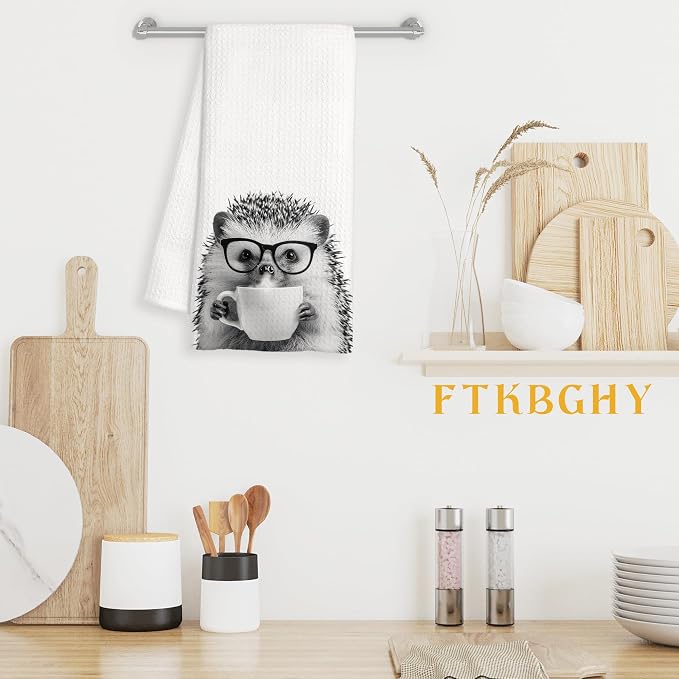 Funny Hedgehog Decor Coffee Kitchen Towels Gift, Hedgehog Gifts - Image 3
