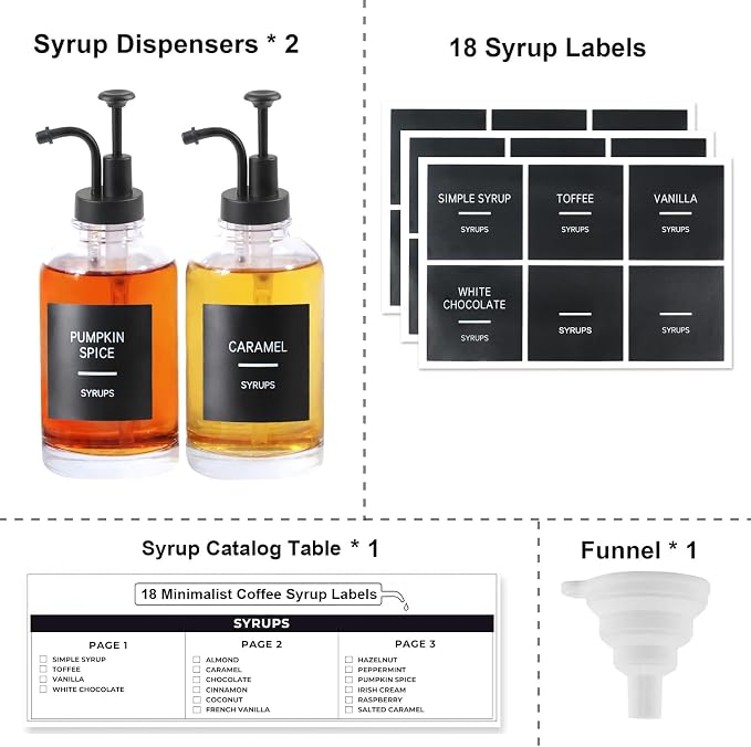 Coffee Syrup Dispenser for Coffee Bar, 16.9 oz 500ml Syrup Pump Dispenser - Image 5