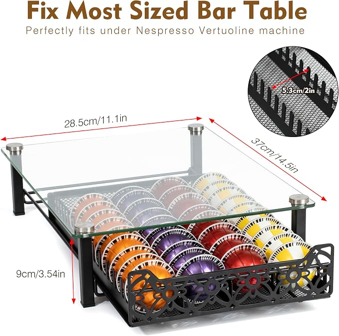 RECAPS Crystal Tempered Glass Coffee Pod Drawer Organizer Compatible - Image 3