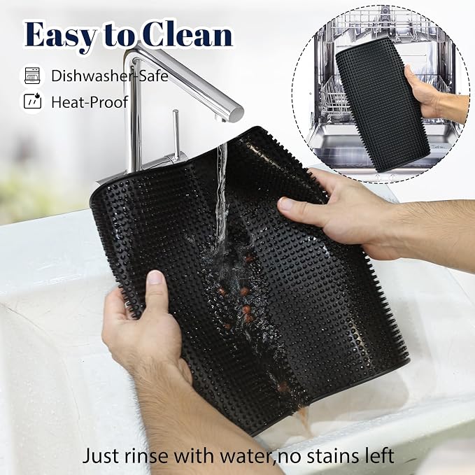 6 Pack Rubber Bar Mats for Countertop 18x12 Inch Black Silicone Coffee Bar Mats - Image 6