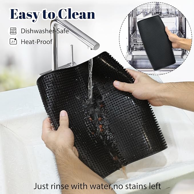 4 Pack Rubber Bar Mats for Countertop 18x12 Inch Black Silicone Bar Coffee Mat - Image 5