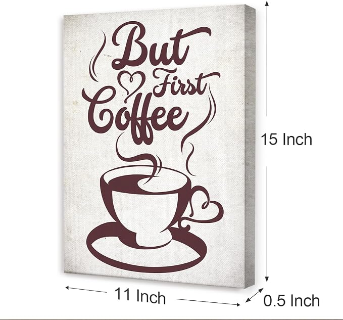 OTINGQD But First Coffee Canvas Wall Art, Vintage Cafe Wall Art, Coffee Station - Image 2