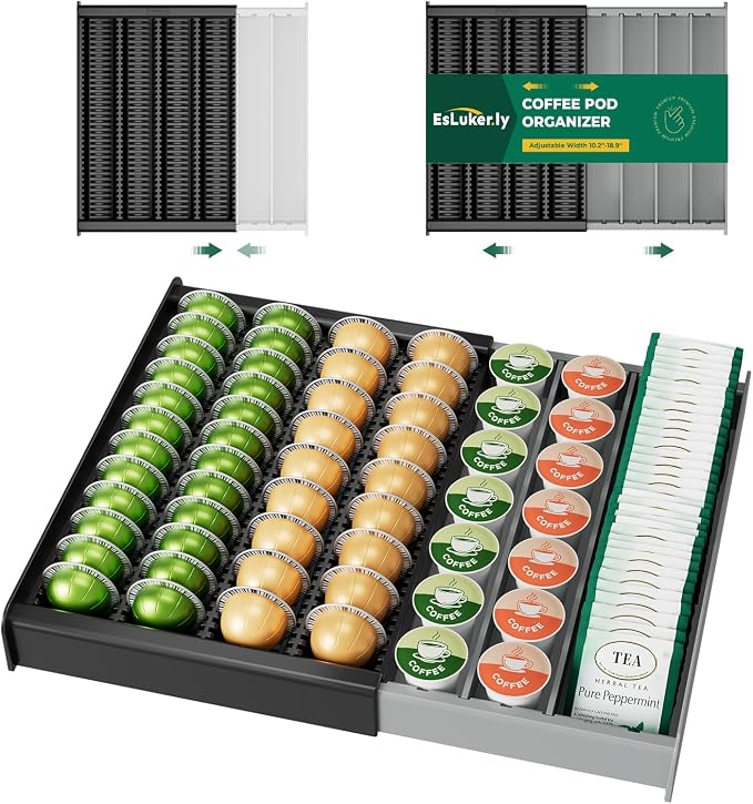 EsLuker.ly K Cup Coffee Pod Holder Organizer, Plastic Coffee Tea Drawer Insert by EsLukerly