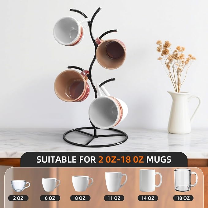 Beesini 2 Pack Mug Holder, Metal Coffee Mug Holders Tree, Decorative Mug Rack - Image 7