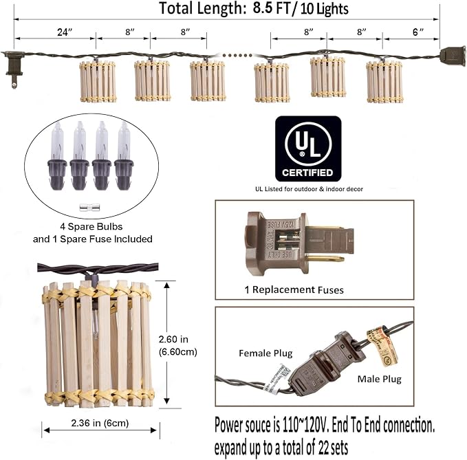 Outdoor-String-Lights-Waterproof, Bamboo Lantern String Lights - Image 5
