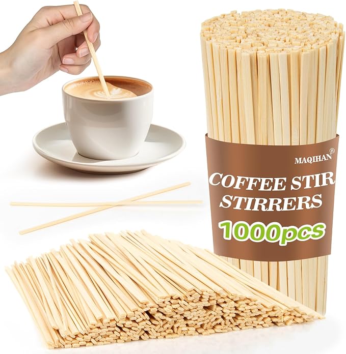 MAQIHAN 1000pcs Wooden Coffee Stirrers by MaqiIhanCustomOfficial