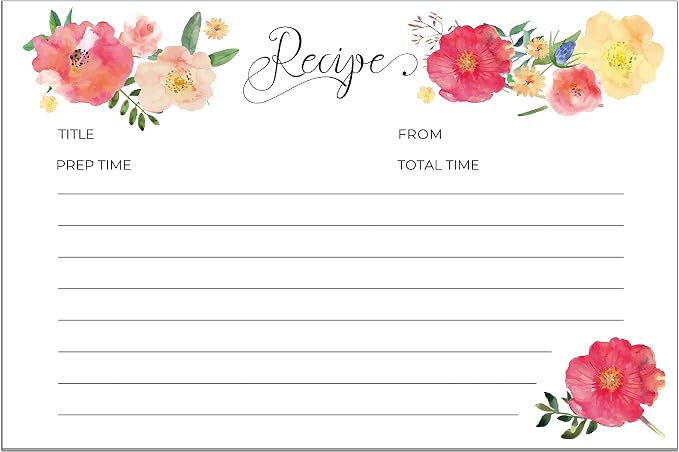 Heart&Berry Floral Recipe Cards 4x6 Double Sided - Image 5