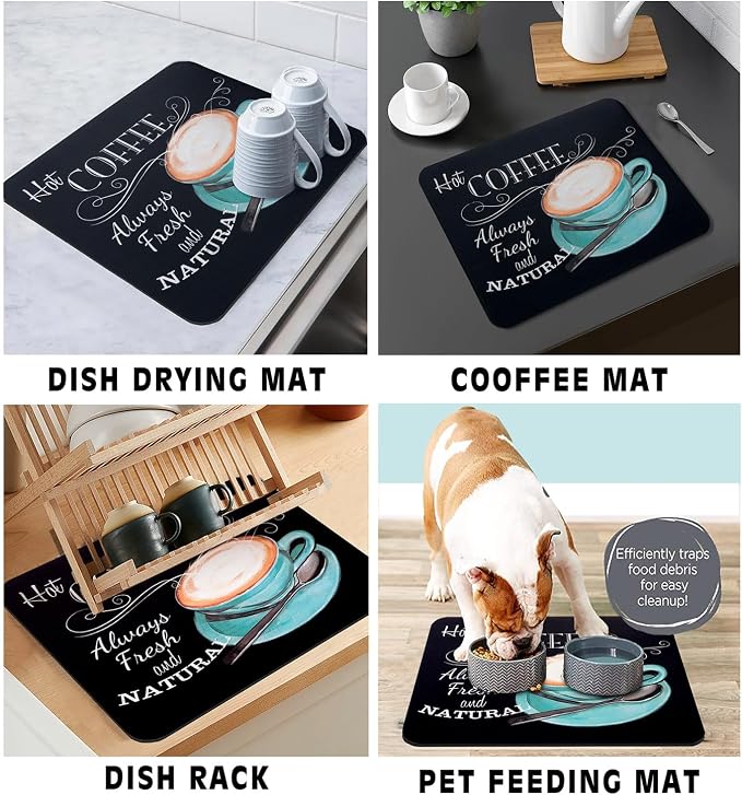 Coffee Bar Mat Rubber Dish Drying Mat - Image 4