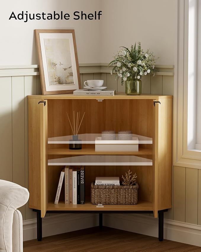 Modern Corner Cabinet, Fluted Small Floor Storage Cabinet - Image 3