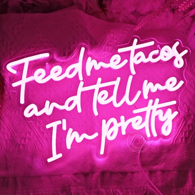 SYLHOME Pink Feed Me Tacos And Tell Me I'm Pretty Led Neon Light Sign Bedroom - Image 5