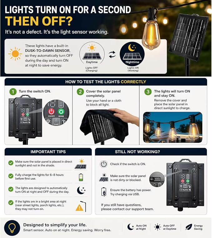 100FT Solar String Lights Outdoor Waterproof - Image 2