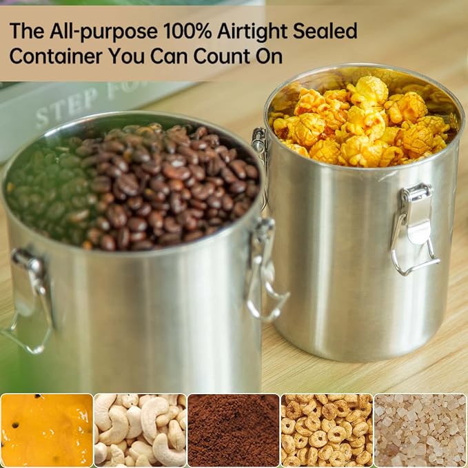 Tanjiae Compact Stainless Steel 100% Airtight Canisters Sets - Image 8