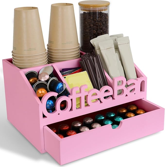 Coffee Bar Organizer Countertop, Wood Coffee Station by ADDFITHOUSE