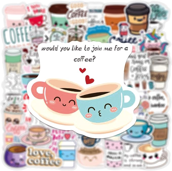 Cute Coffee Cup Stickers, Funny Coffee Accessorise Decals - Image 3