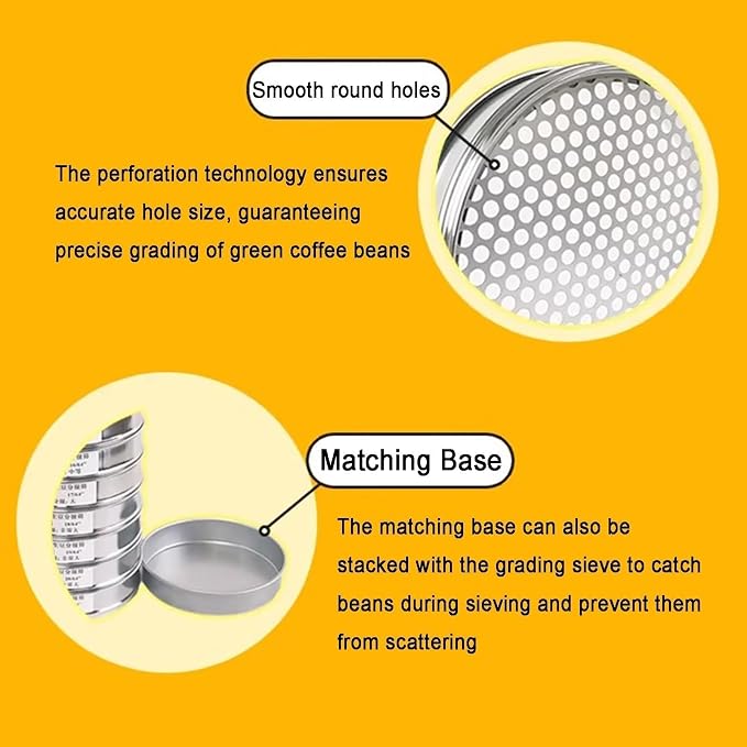 Premium Coffee Bean Grading Sieve Set, Professional Green Bean Sorting Tool - Image 3
