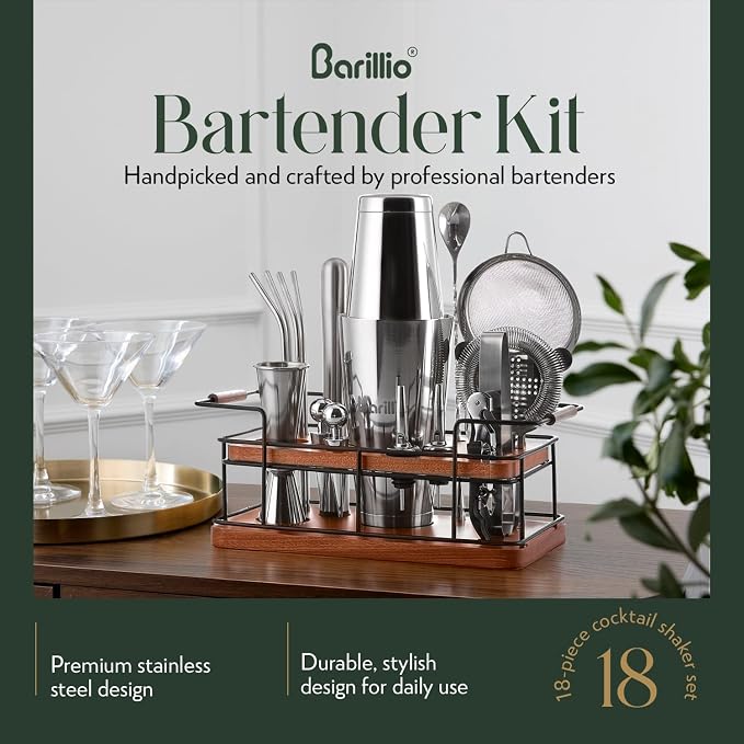 Barillio Bartender Kit – 23-Piece Stainless-Steel Cocktail Shaker Set - Image 2