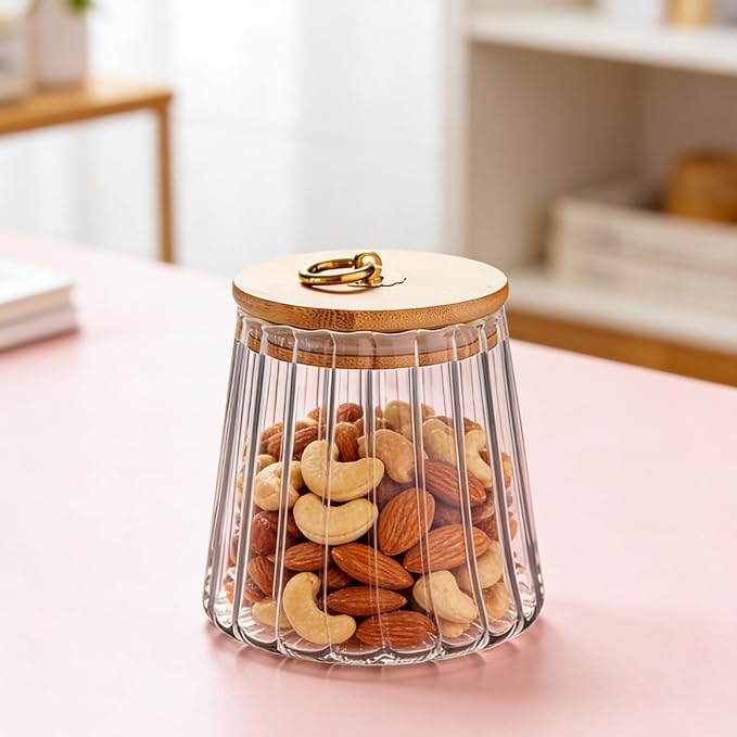 FANTESTICRYAN Glass Coffee Nuts Canister Airtight Storage Jar Petal Decorative - Image 9