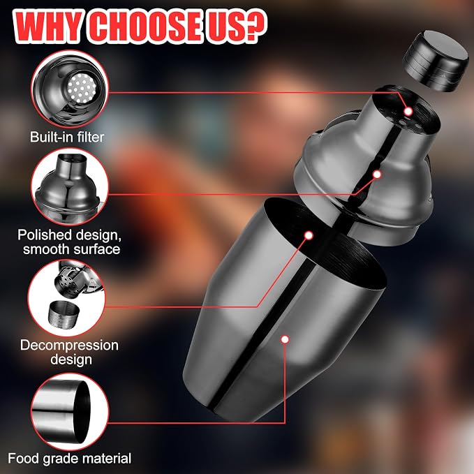 Nitial 9 Pcs Bar Cocktail Shaker Professional Stainless Steel Martini Drink - Image 3