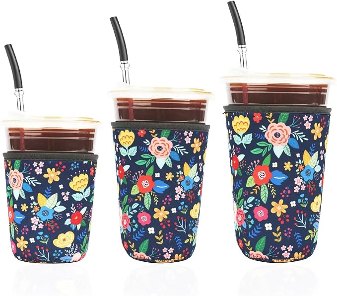 Reusable 3-Pack Iced Coffee Cup Sleeve, Insulated Neoprene, Beverage Holder by Unknown