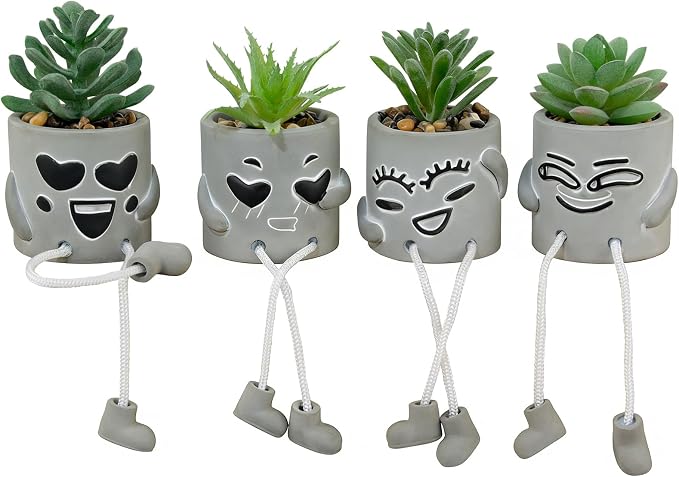 4 Pack Artificial potted Succulent Plants by LUZOGA