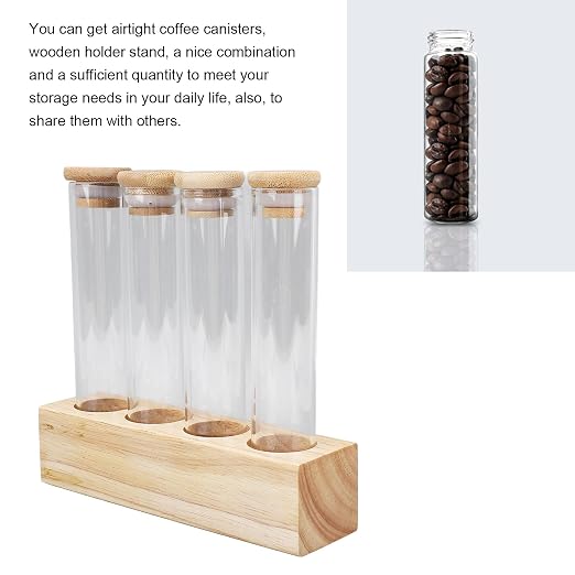Coffee Bean Jars Canisters Solid Wood Base Airtight Storage Containers Single - Image 6