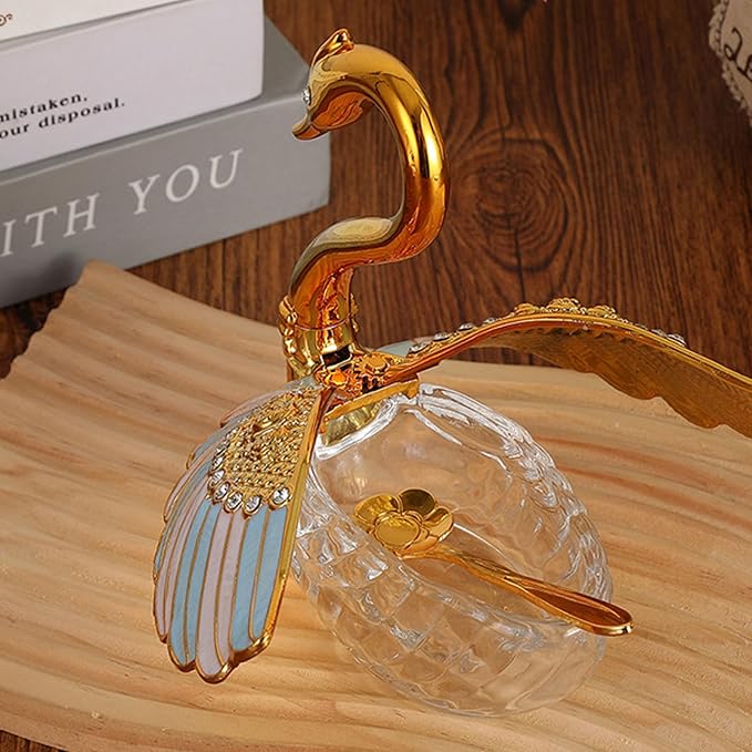 Diydeg Condiment Jar, Plastic Glass Decorative Swan Shaped Seasoning Organizer - Image 3