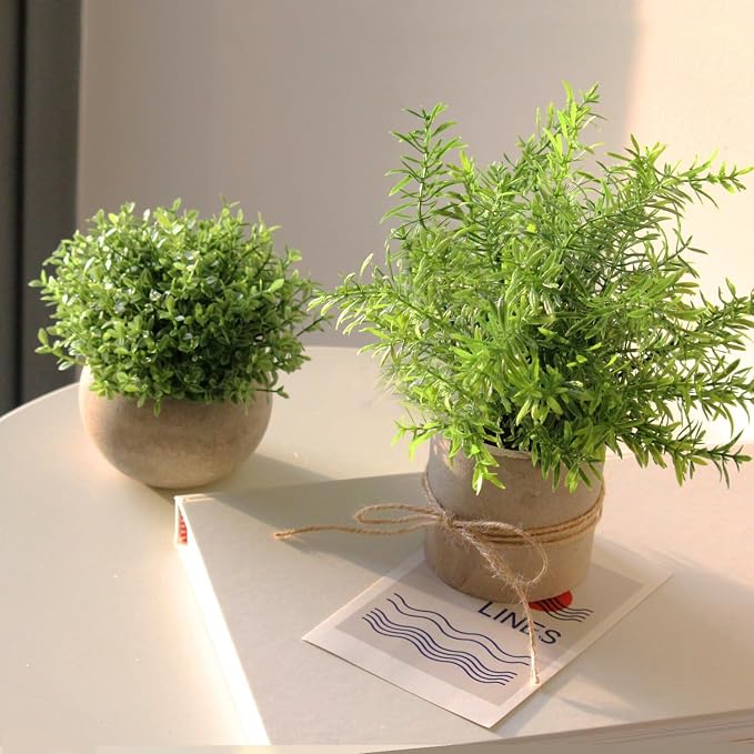 4 Pack Small Fake Plants in Pulp Pot - Image 7