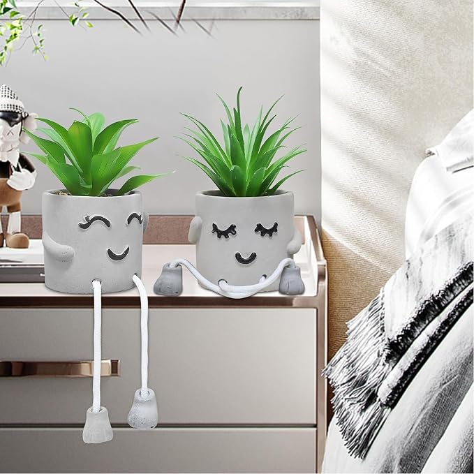 Zerzsy Faux Succulents in Cement Pots - Image 7